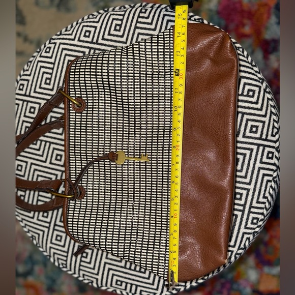Fossil Lane Satchel Handbag - Brown, Black & White - Picture 10 of 11